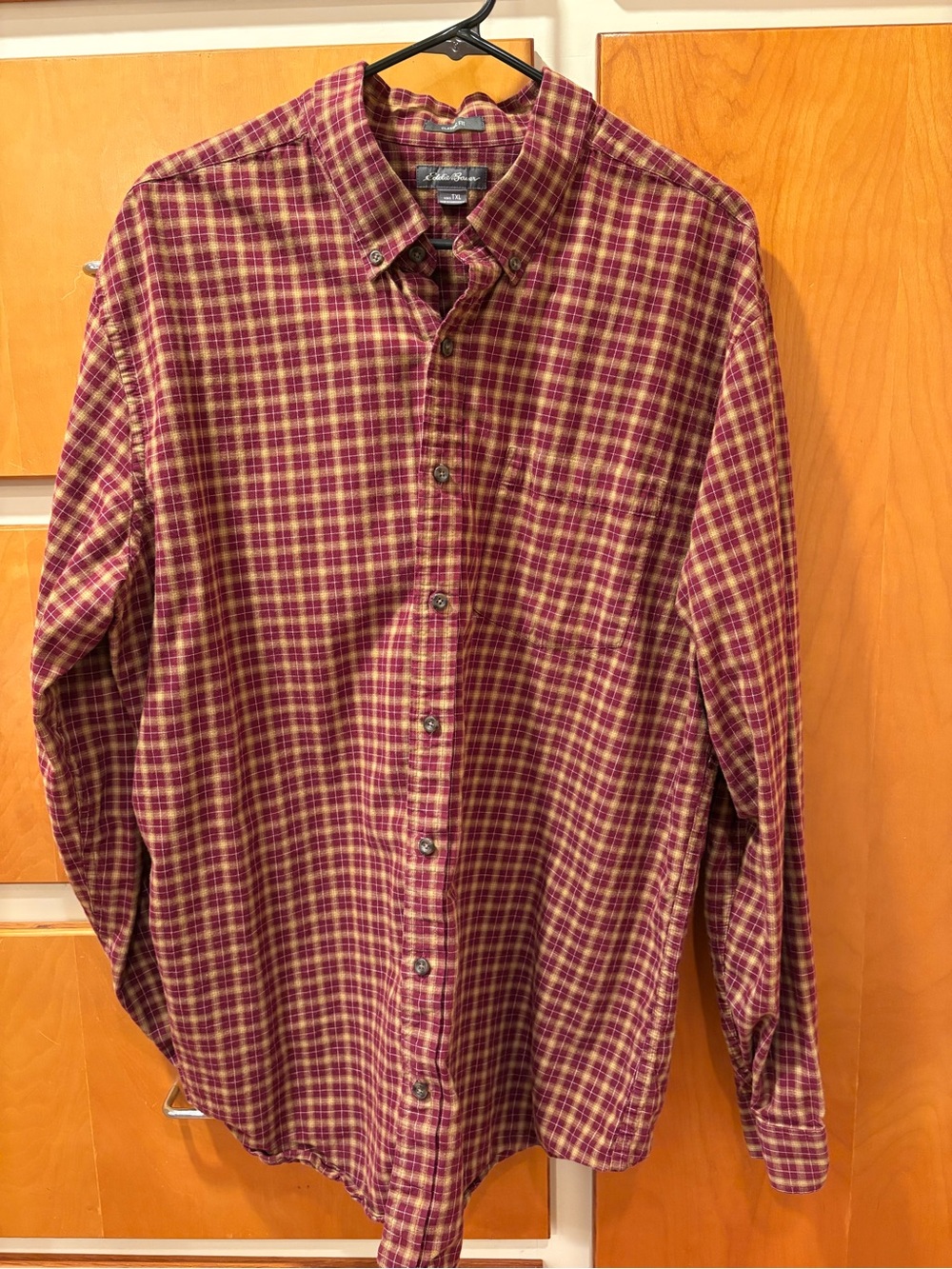 Eddie Bauer Men’s Red Plaid Button-Down Shirt XL Tall